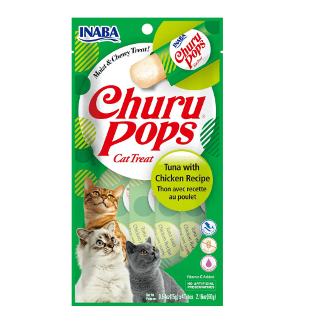 Inaba Churu Pops Tuna With Chicken Recipe Cat Treat 6bag 25%