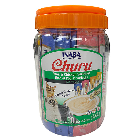 Inaba Churu Puree Cat Treat Variety Pack - Tuna & Chicken, 50 Count 25%