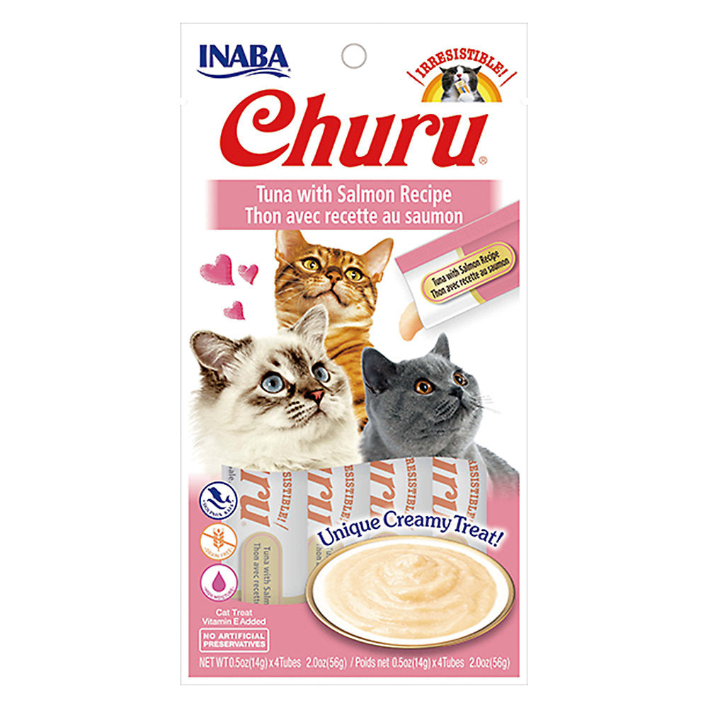 Inaba Churu Creamy Puree Cat Treats - Tuna with Salmon Recipe, 4 pack 6bag 25%