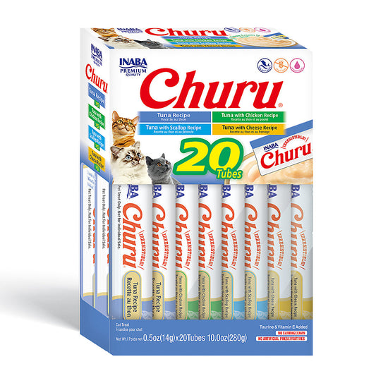 Inaba Churu Purees Variety Pack Cat Treats - Tuna, Grain Free 25%